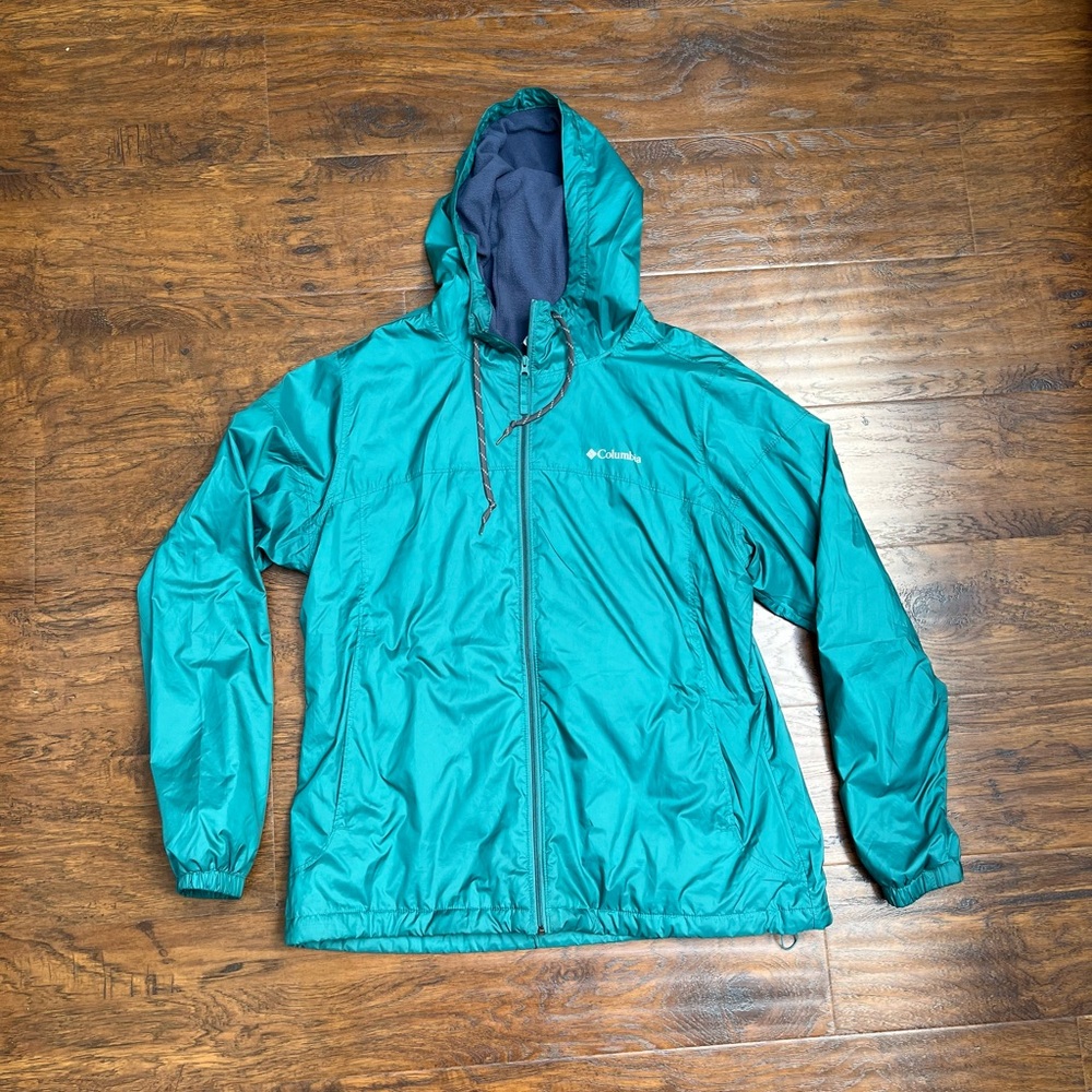 Columbia Turquoise Hooded Windbreaker